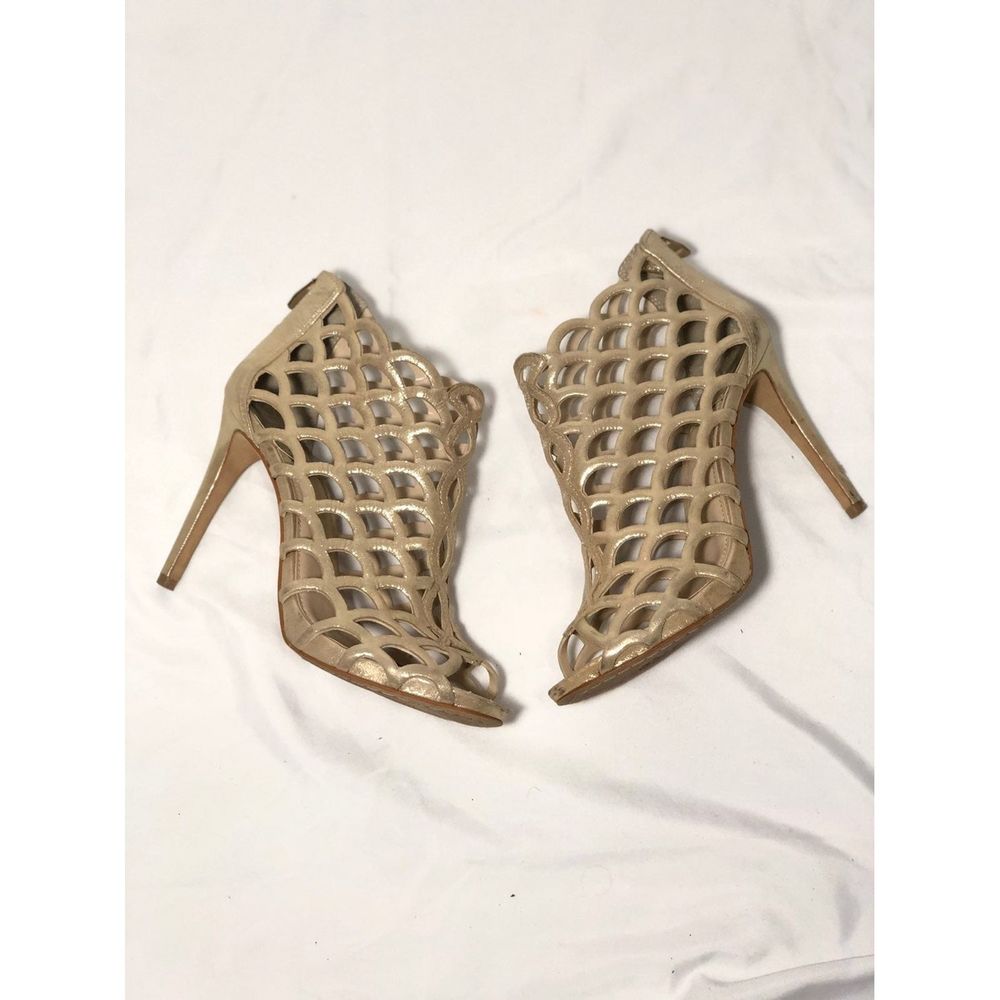 Vince Camuto open toe metallic fishnet